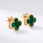 Vintage Alhambra Malachite Clover Motif Earrings