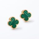 Vintage Alhambra Malachite Clover Motif Earrings