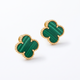 Vintage Alhambra Malachite Clover Motif Earrings