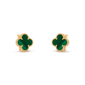 Vintage Alhambra Malachite Clover Motif Earrings