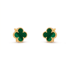 Vintage Alhambra Malachite Clover Motif Earrings