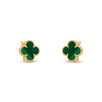 Vintage Alhambra Malachite Clover Motif Earrings