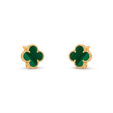 Vintage Alhambra Malachite Clover Motif Earrings