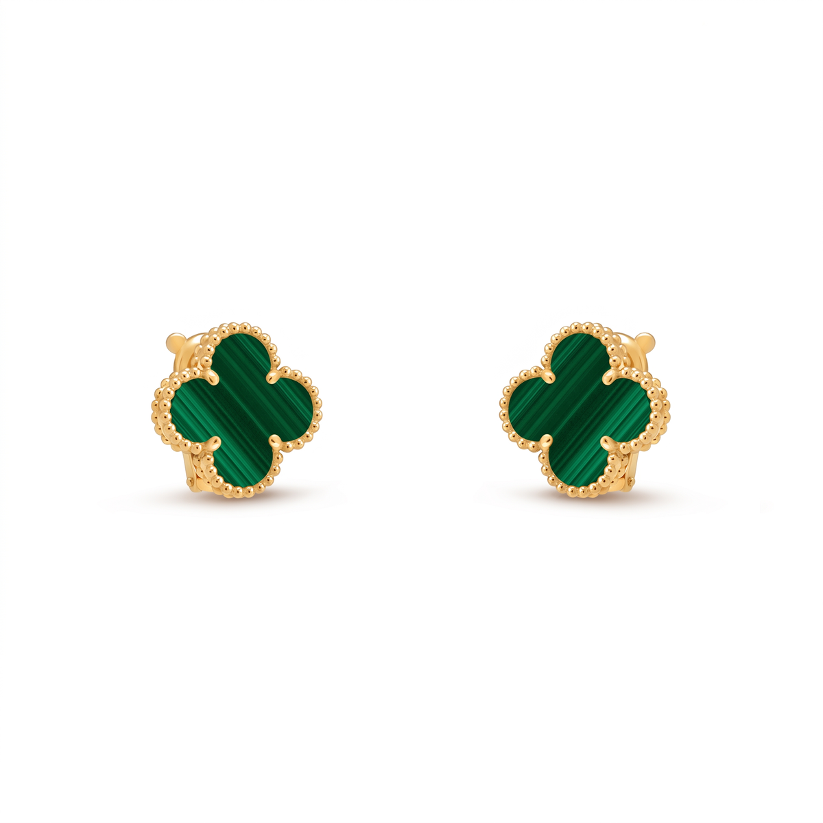 Vintage Alhambra Malachite Clover Motif Earrings