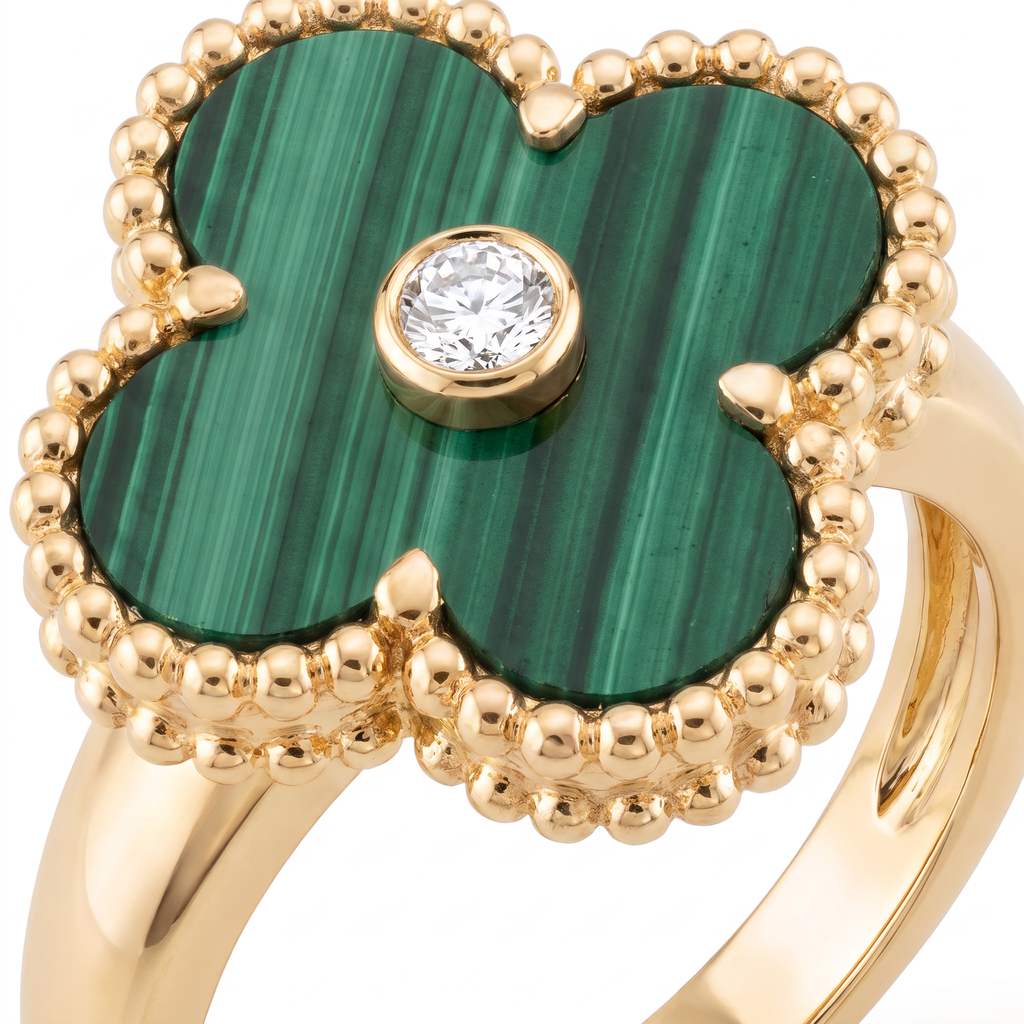 Vintage Alhambra Malachite Ring