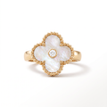 Vintage Alhambra Mother Of Pearl 1 Diamond Ring