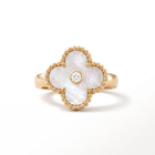 Vintage Alhambra Mother Of Pearl 1 Diamond Ring