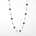 Vintage Alhambra Onyx And Diamond Clover 20 Motifs Necklace