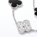 Vintage Alhambra Onyx And Diamond Clover 20 Motifs Necklace