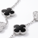 Vintage Alhambra Onyx And Diamond Clover 20 Motifs Necklace