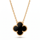 Vintage Alhambra Onyx Clover 1 Motifs Necklace