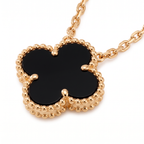 Vintage Alhambra Onyx Clover 1 Motifs Necklace