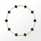 Vintage Alhambra Onyx Clover 10 Motifs Necklace