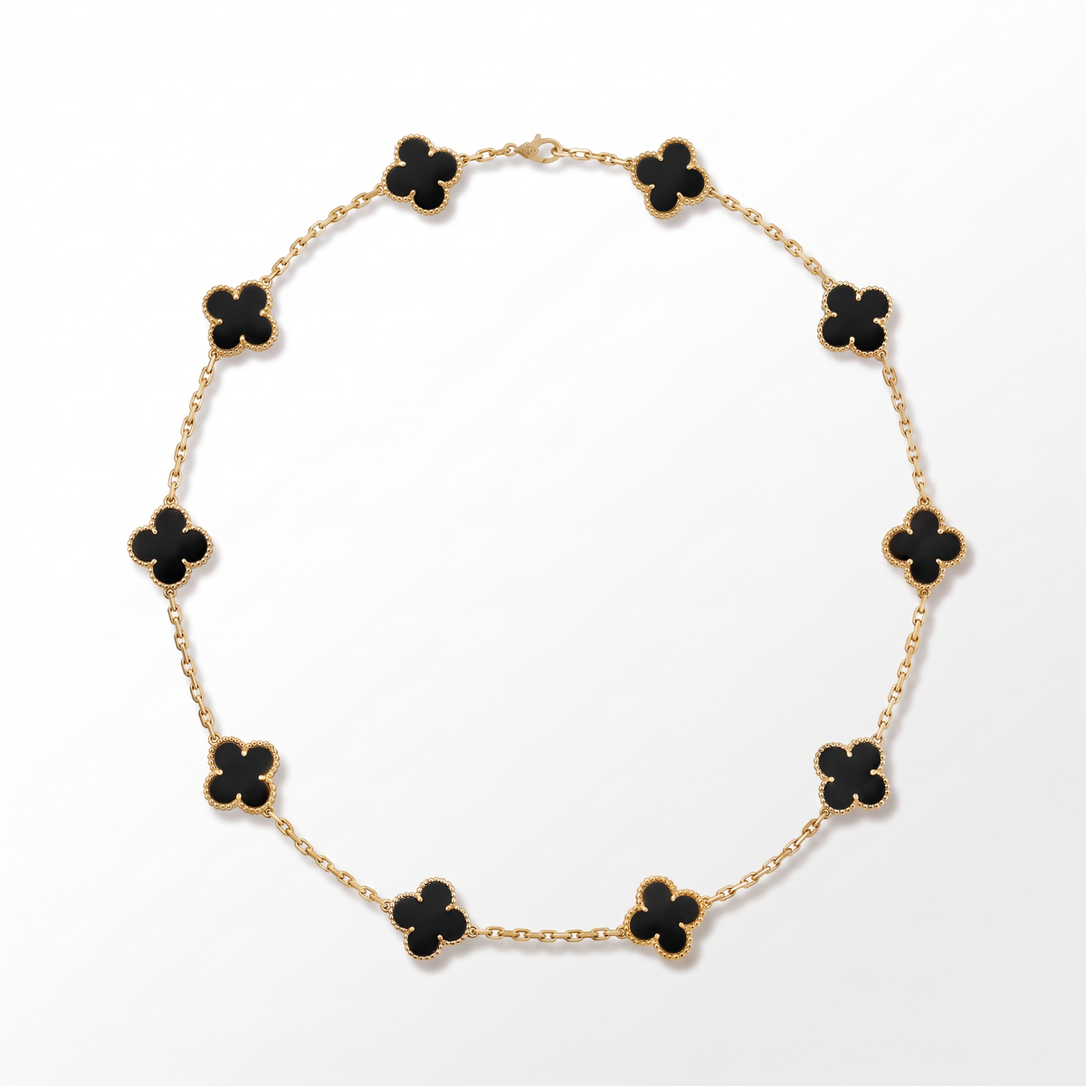 Vintage Alhambra Onyx Clover 10 Motifs Necklace