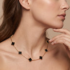 Vintage Alhambra Onyx Clover 10 Motifs Necklace