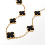 Vintage Alhambra Onyx Clover 10 Motifs Necklace
