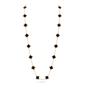 Vintage Alhambra  Onyx Clover 20 Motifs Long Necklace