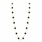 Vintage Alhambra  Onyx Clover 20 Motifs Long Necklace