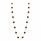 Vintage Alhambra  Onyx Clover 20 Motifs Long Necklace