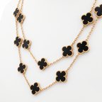 Vintage Alhambra  Onyx Clover 20 Motifs Long Necklace