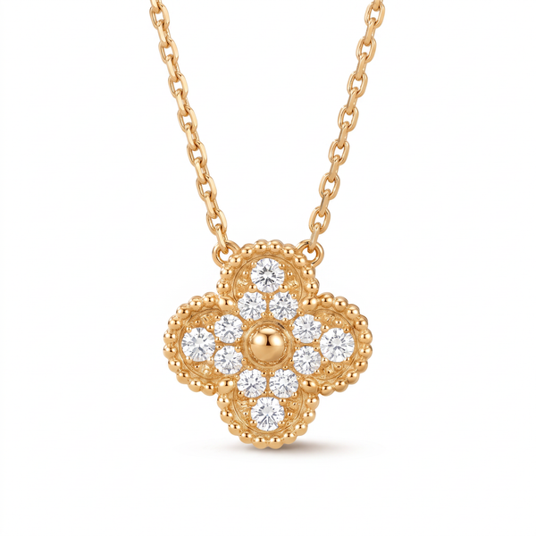 Vintage Alhambra Pavé 1 Motif Necklace
