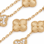 Vintage Alhambra Pavé and Fluted Clover 20 Motifs Long Necklace