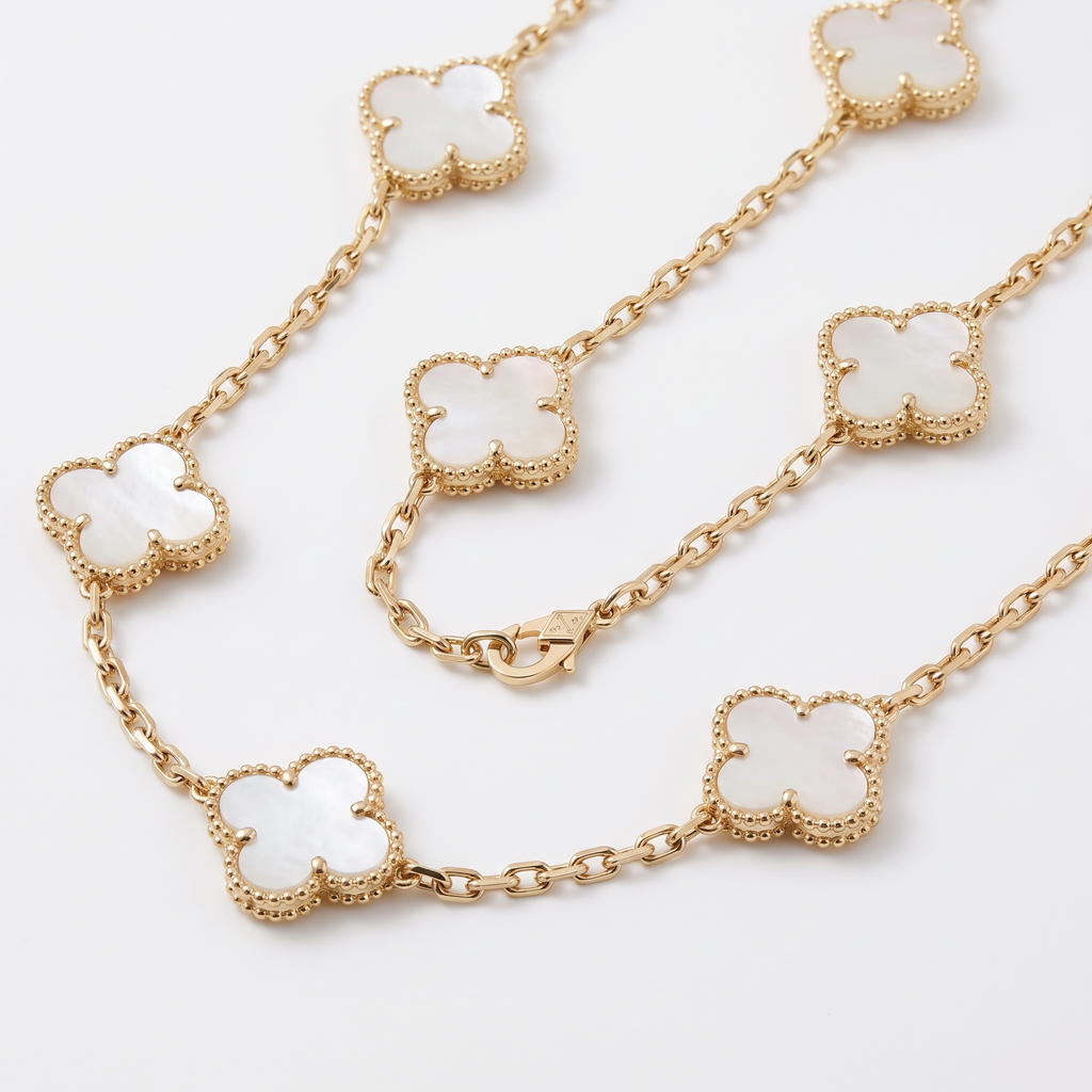Vintage Alhambra Pearl Clover 10 Motifs Necklace