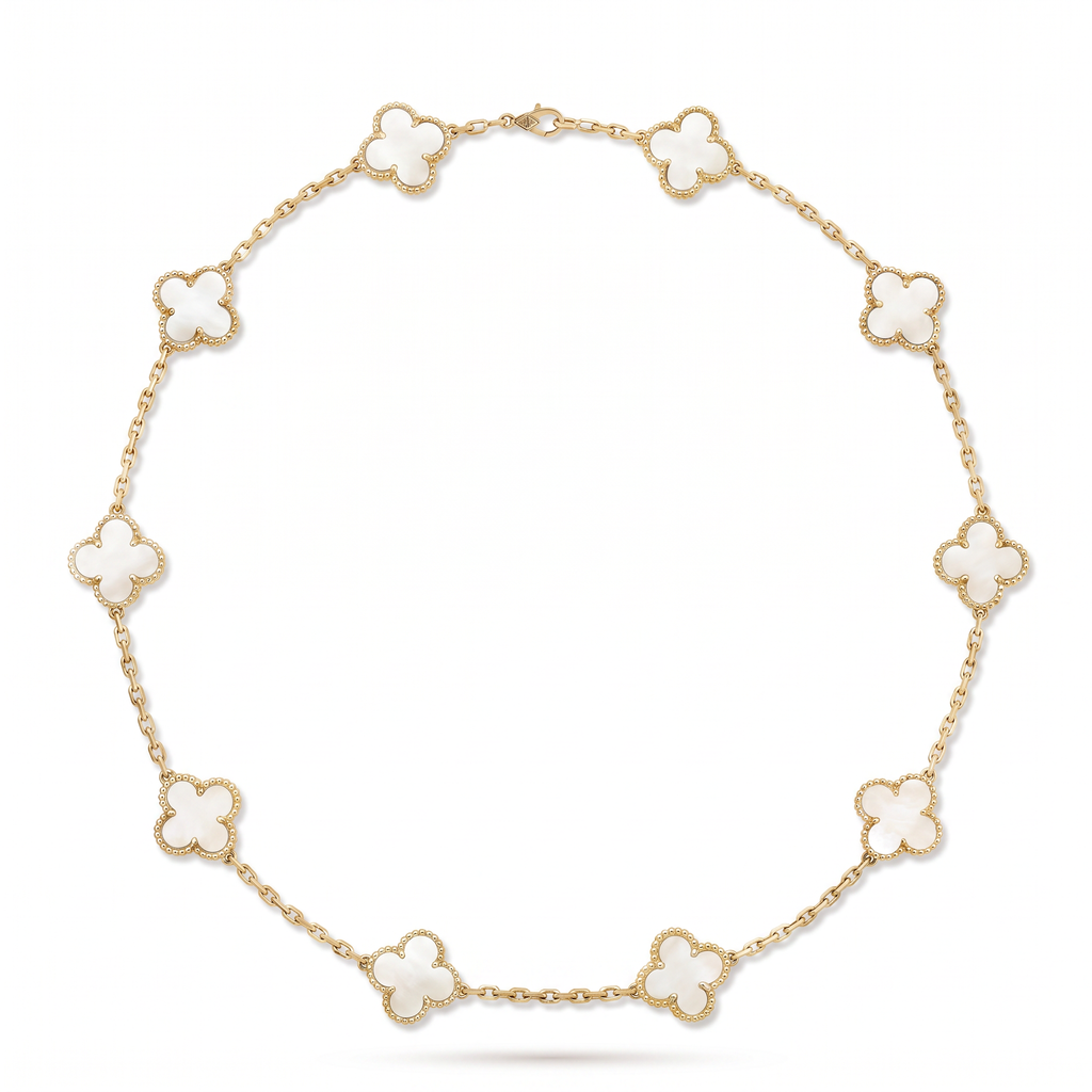 Vintage Alhambra Pearl Clover 10 Motifs Necklace