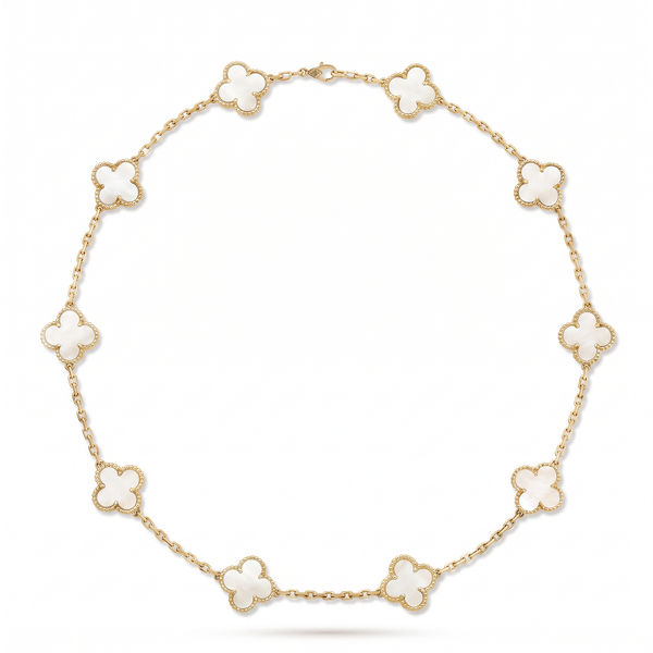 Vintage Alhambra Pearl Clover 10 Motifs Necklace