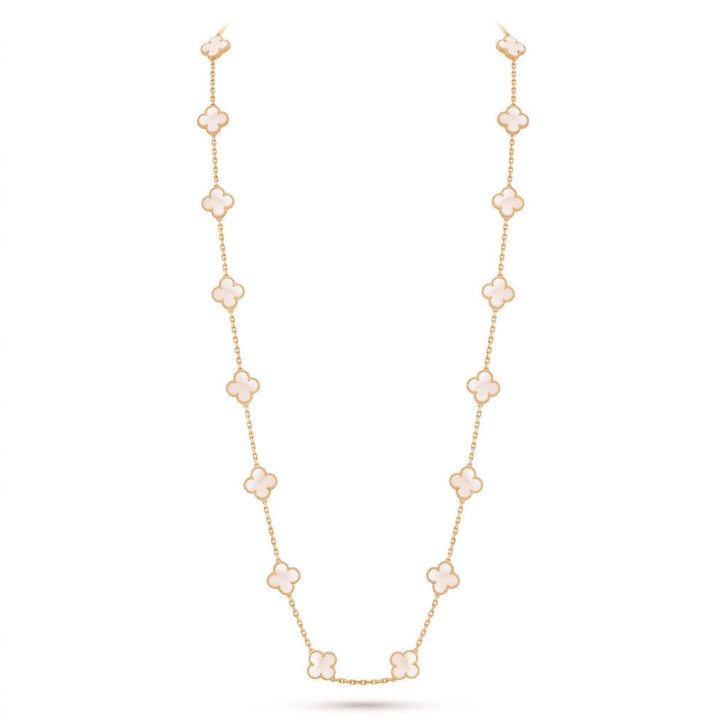 Vintage Alhambra Pearl Clover 20 Motifs Long Necklace