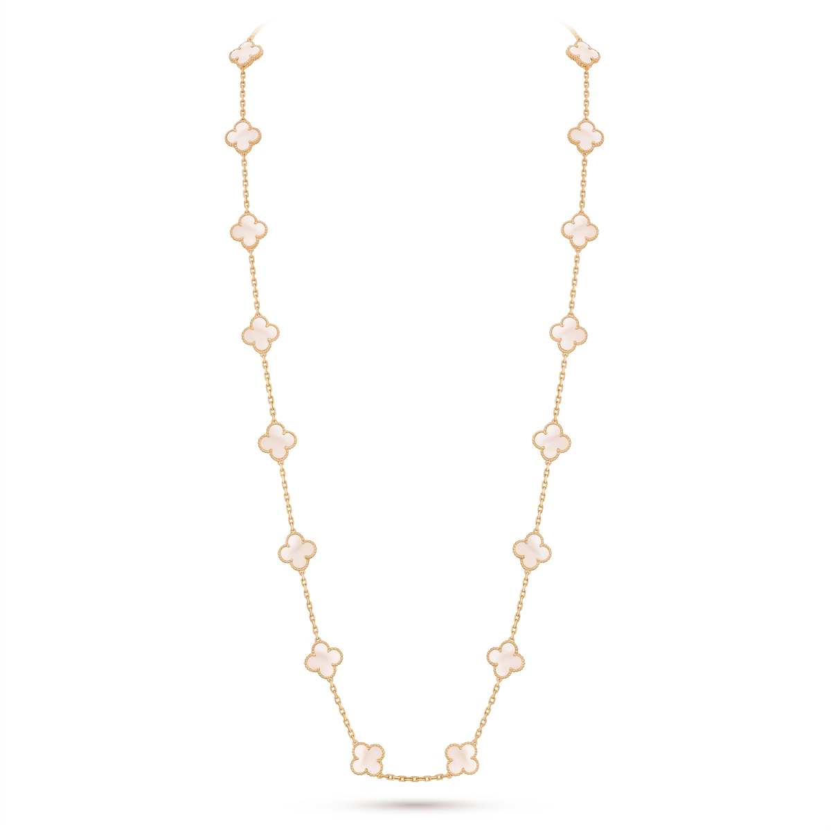 Vintage Alhambra Pearl Clover 20 Motifs Long Necklace