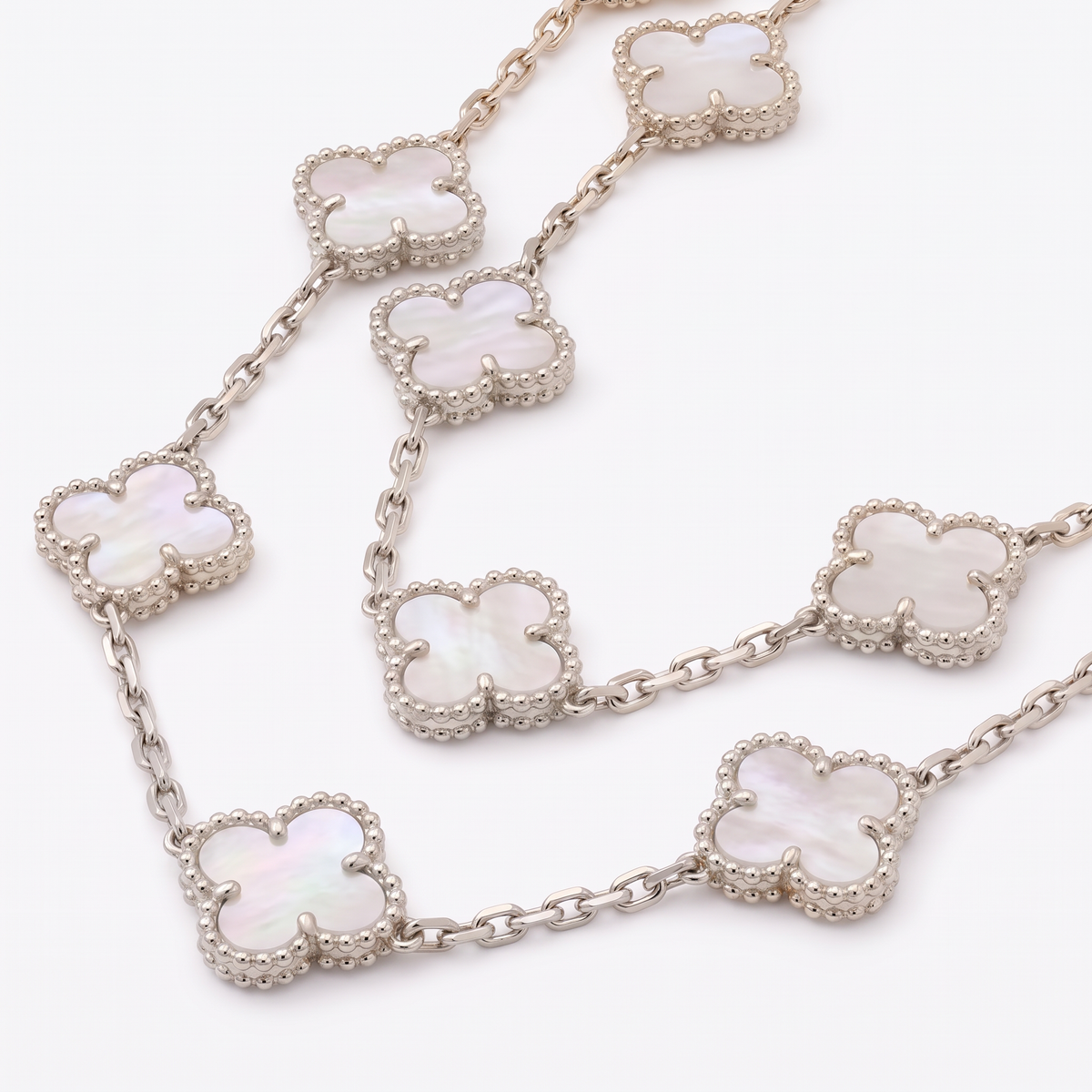 Vintage Alhambra Pearl Clover 20 Motifs Long Necklace