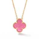 Vintage Alhambra Pink Enamel Lucky Icon 1 Motif Pendant Necklace