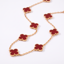 Vintage Alhambra Carnelian Clover 20 Motifs Long Necklace