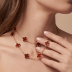 Vintage Alhambra Red Clover 20 Motifs Long Necklace
