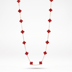 Vintage Alhambra Red Clover 20 Motifs Long Necklace