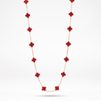 Vintage Alhambra Red Clover 20 Motifs Long Necklace