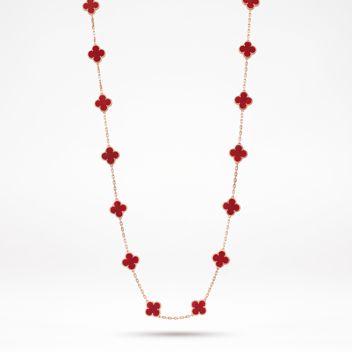 Vintage Alhambra Red Clover 20 Motifs Long Necklace