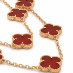 Vintage Alhambra Red Clover 20 Motifs Long Necklace