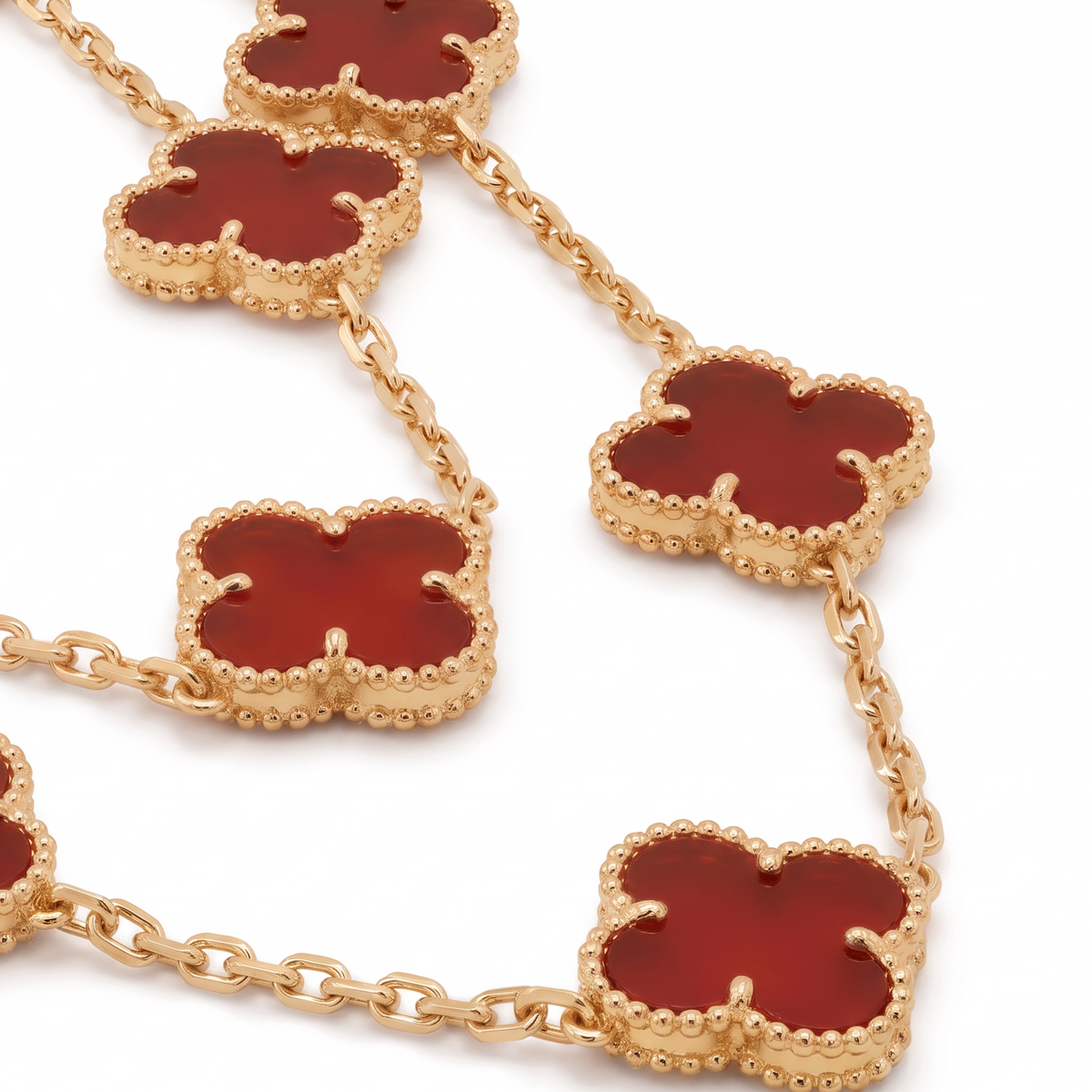 Vintage Alhambra Red Clover 20 Motifs Long Necklace