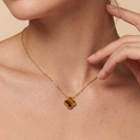 Vintage Alhambra Tiger Eye Clover 1 Motif Necklace