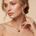 Vintage Alhambra Tiger Eye Clover 1 Motif Necklace
