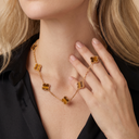 Vintage Alhambra Tiger Eye Clover 10 Motifs Necklace