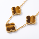 Vintage Alhambra Tiger Eye Clover 10 Motifs Necklace