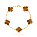 Vintage Alhambra Tiger Eye Clover 5 Motifs Bracelet