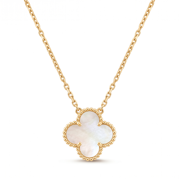 Vintage Alhambra White Pearl 1 Motif Necklace