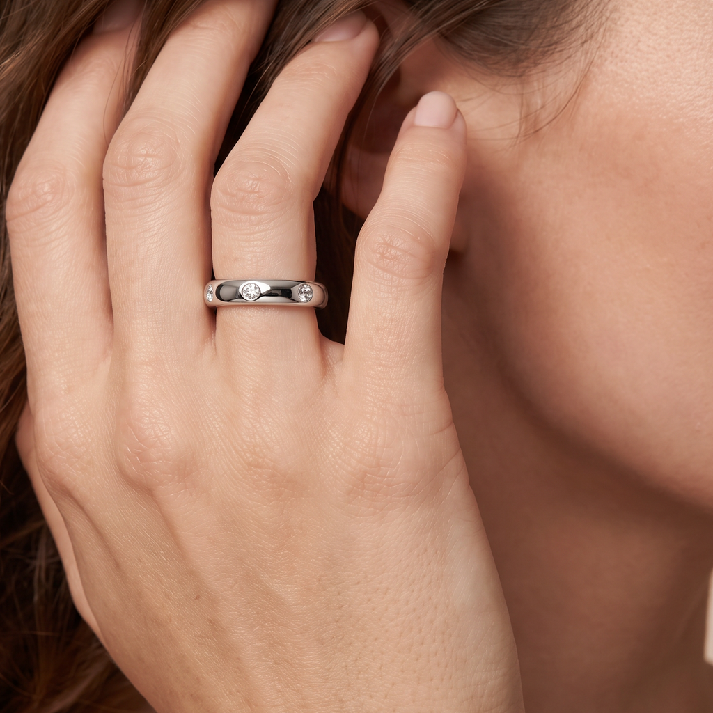 Wedding 3 Diamonds Band Ring
