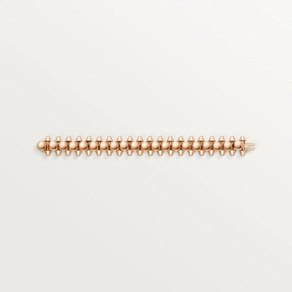 Shimmer Gold Pink Pyramid Bangle with Chic Spikes, Extra-large model