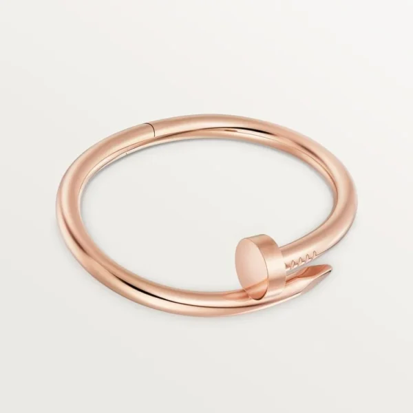 Elegant Pink Gold Nail-Inspired Bangle with Classic Metal Polish, large model