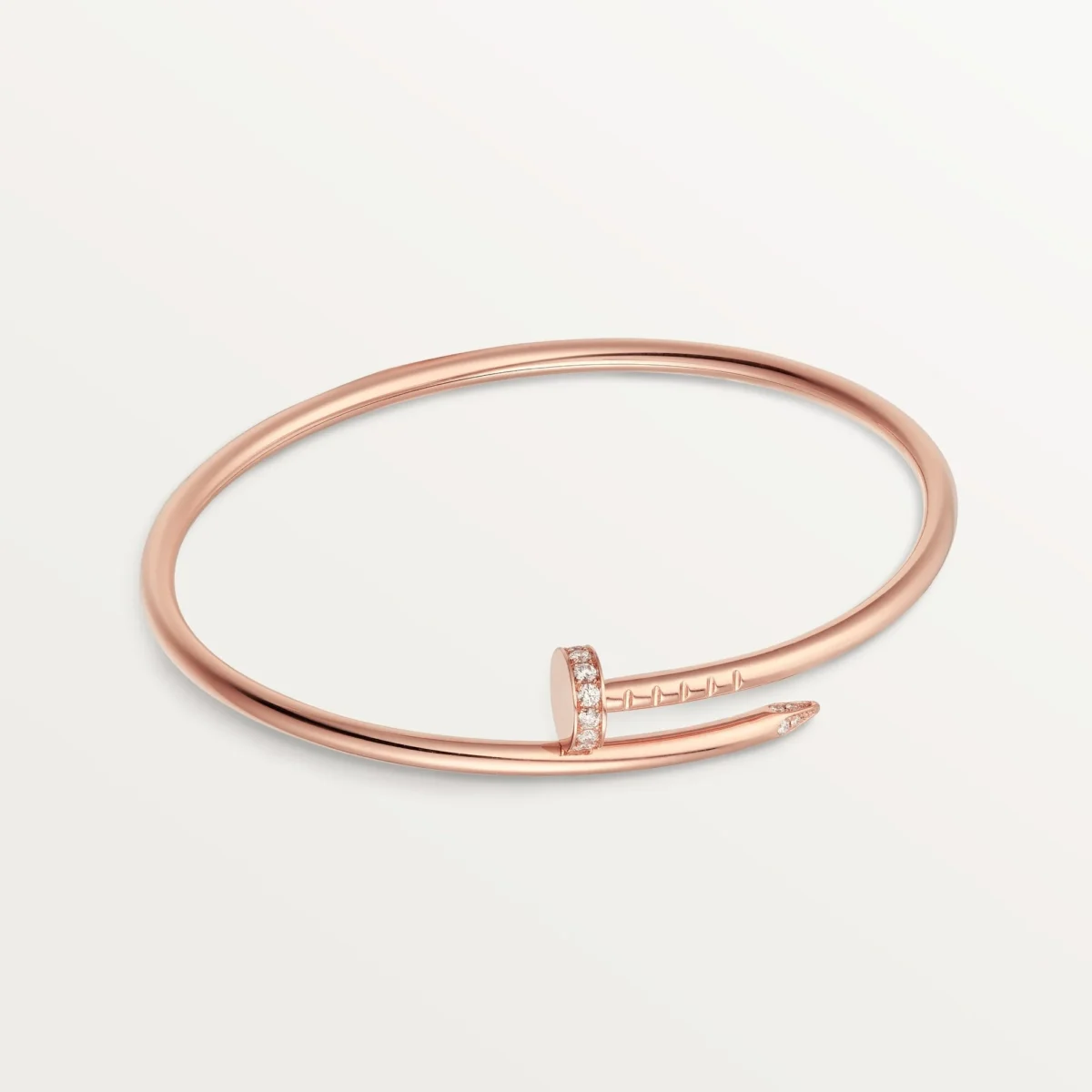 Elegant Pink Gold Nail Inspired Bangle with Sparkling Crystals Small Model